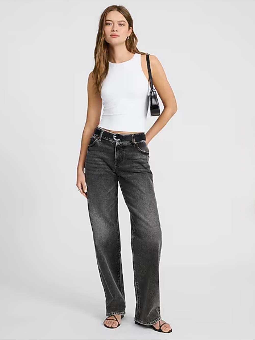 Express White Body Contour High Compression High Neck Cropped Tank Size Small